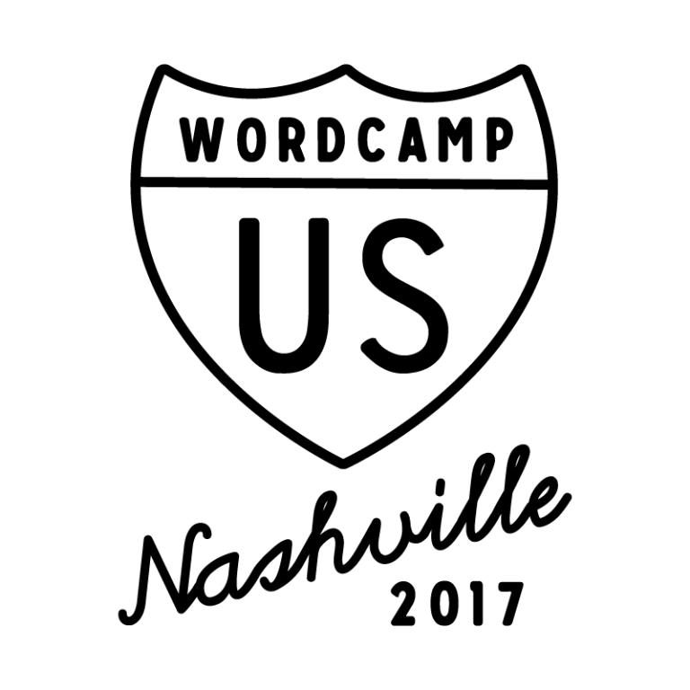 WordCamp US 2017 logo, using an old Route 66 motif with the text "WordCamp US" in place of the route marker.
